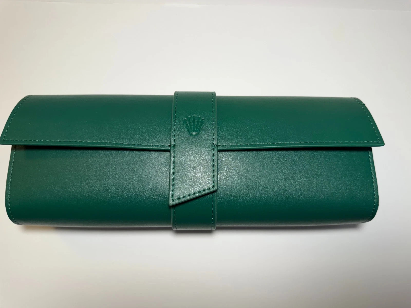 Rolex Green Leather Watch Roll Travel Case 3 Slot Storage Pouch Collector Gift