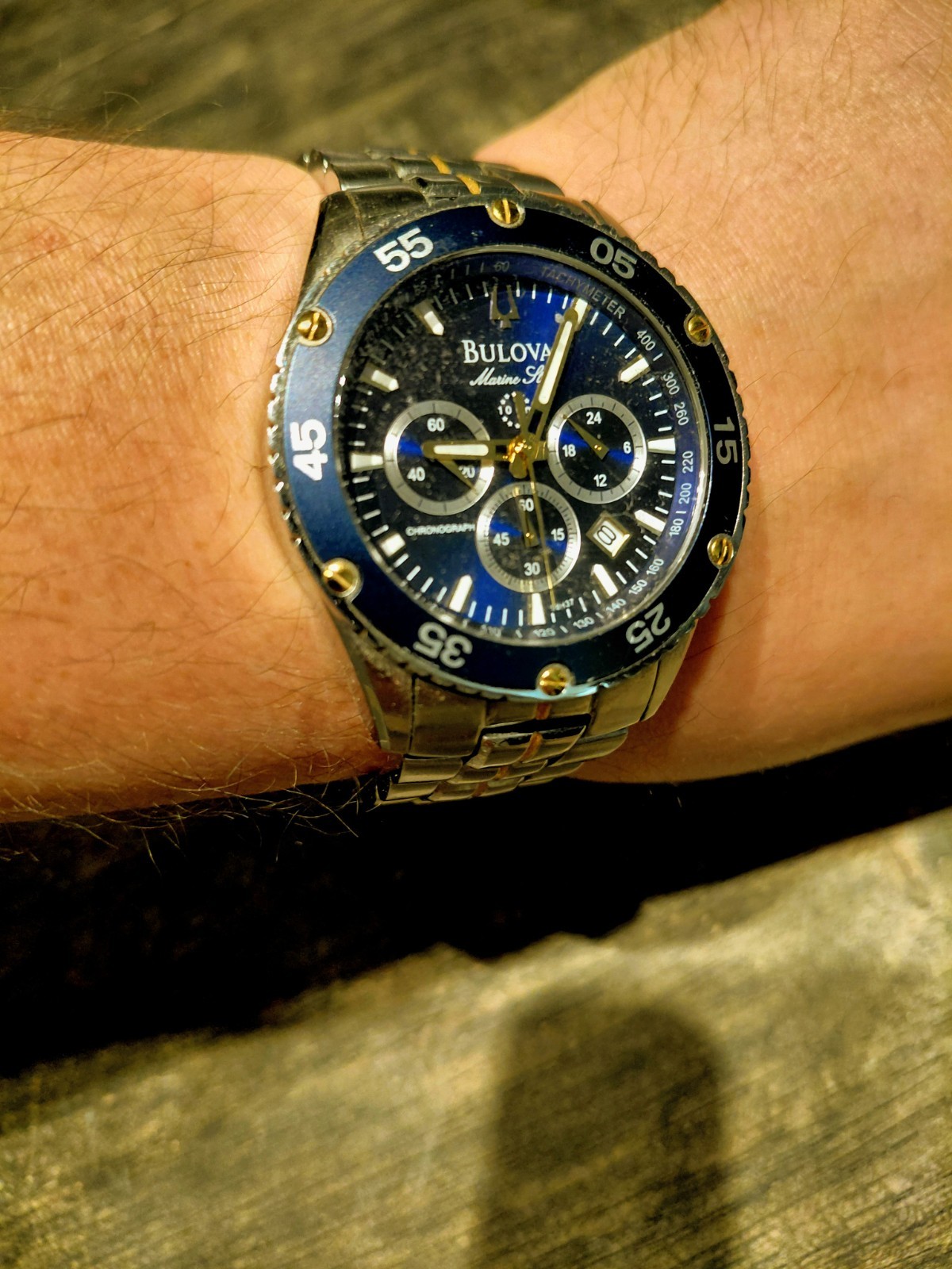 Bulova Marine Star Men’s Blue Dial Stainless Chronograph Quartz Watch