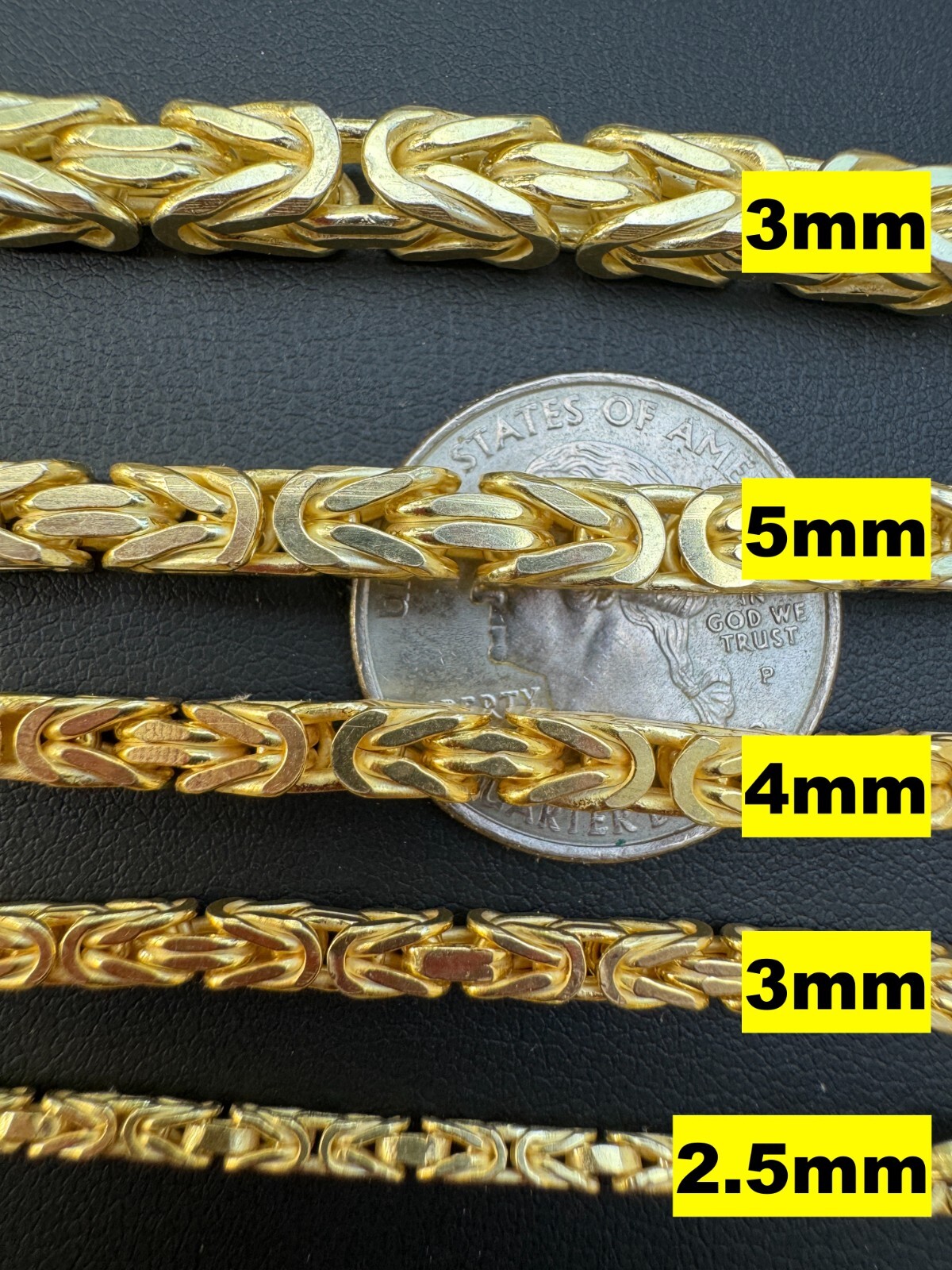 14k Gold Plated 925 Sterling Silver Byzantine Chain Mens Necklace 2.5-5mm 18-30″