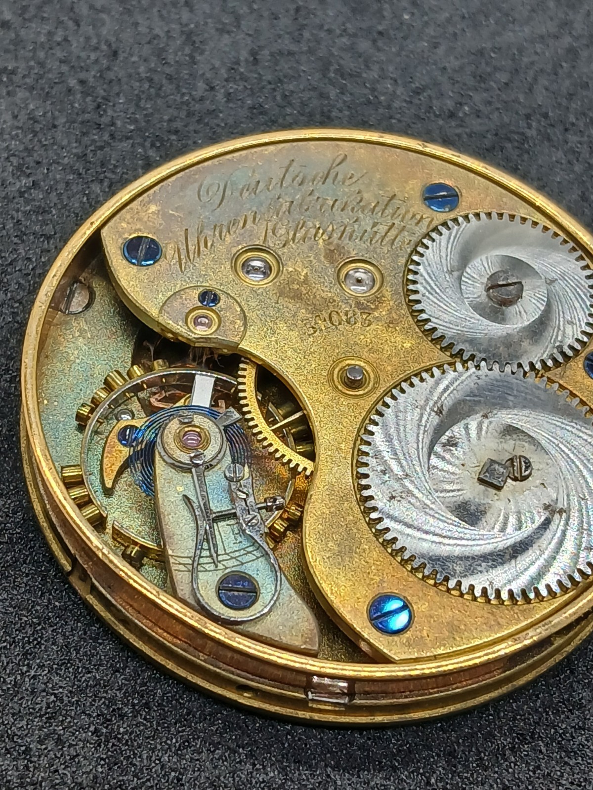 Vintage A. Lange & Söhne Glashutte Pocket Watch Movement N°54083 Dial 43mm