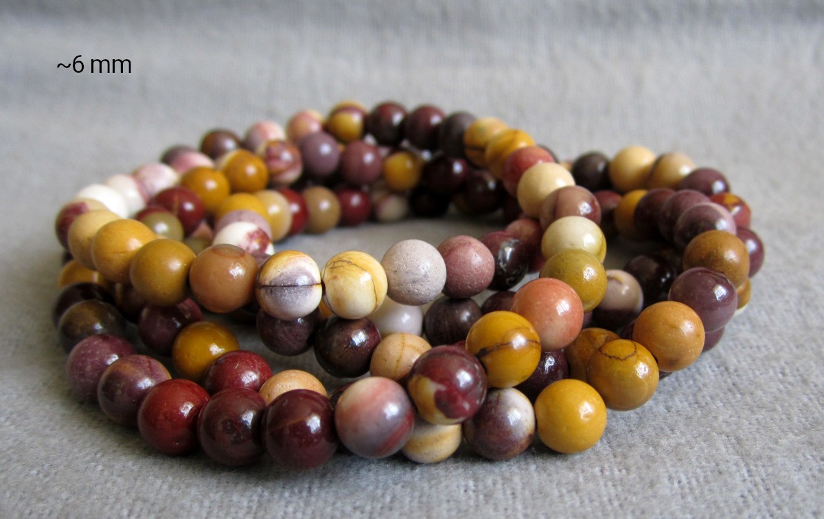 Mookaite Bracelet • Balls Approx Ø 6mm / Approx 15-19cm • Elastic
