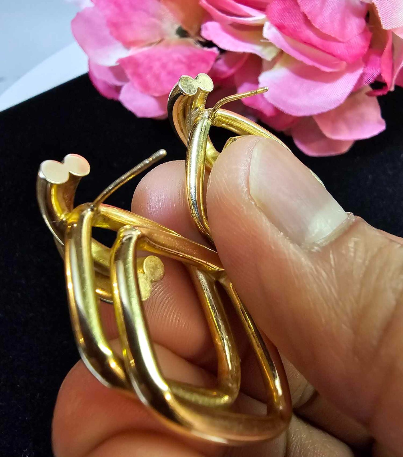 Vtg 14K Yellow Gold Stud Earrings Runway – 6.80g – Tested – B2