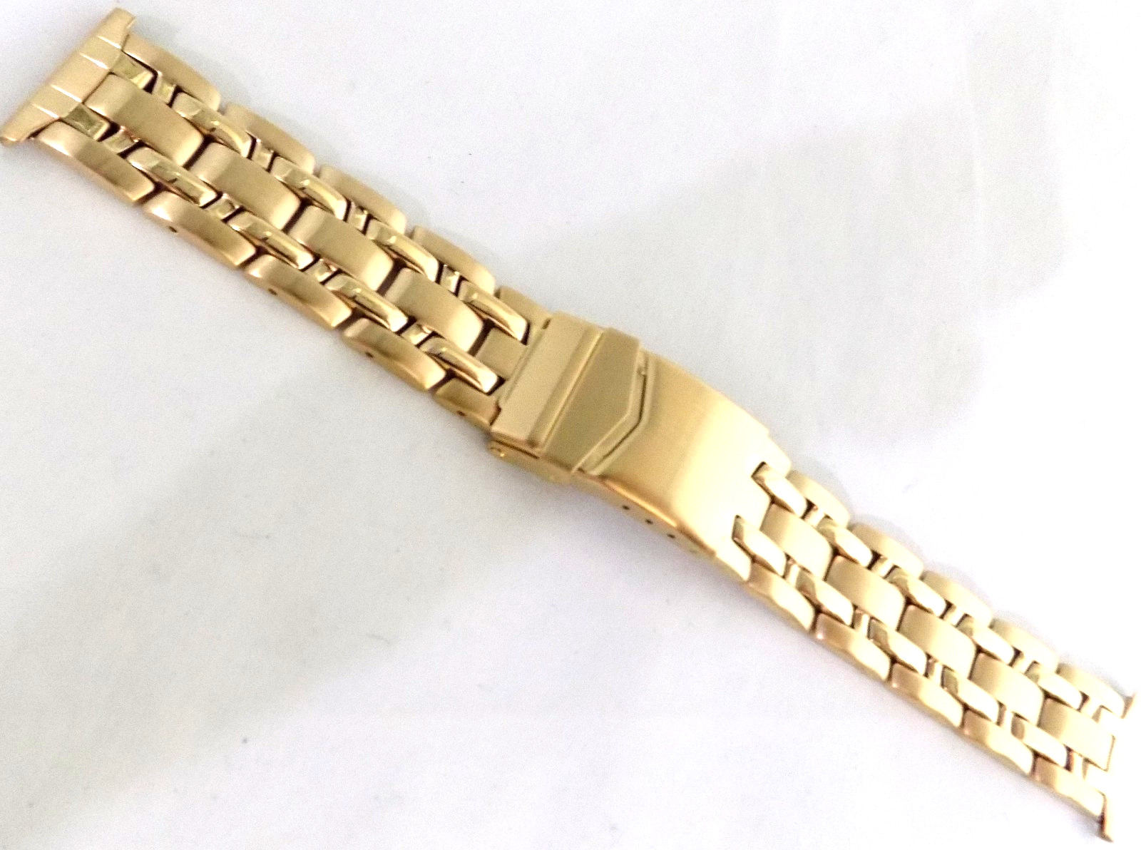 6 3/4″ 173mm Long New 22mm Gold Tone Bracelet Watch Band Trifold Security Clasp