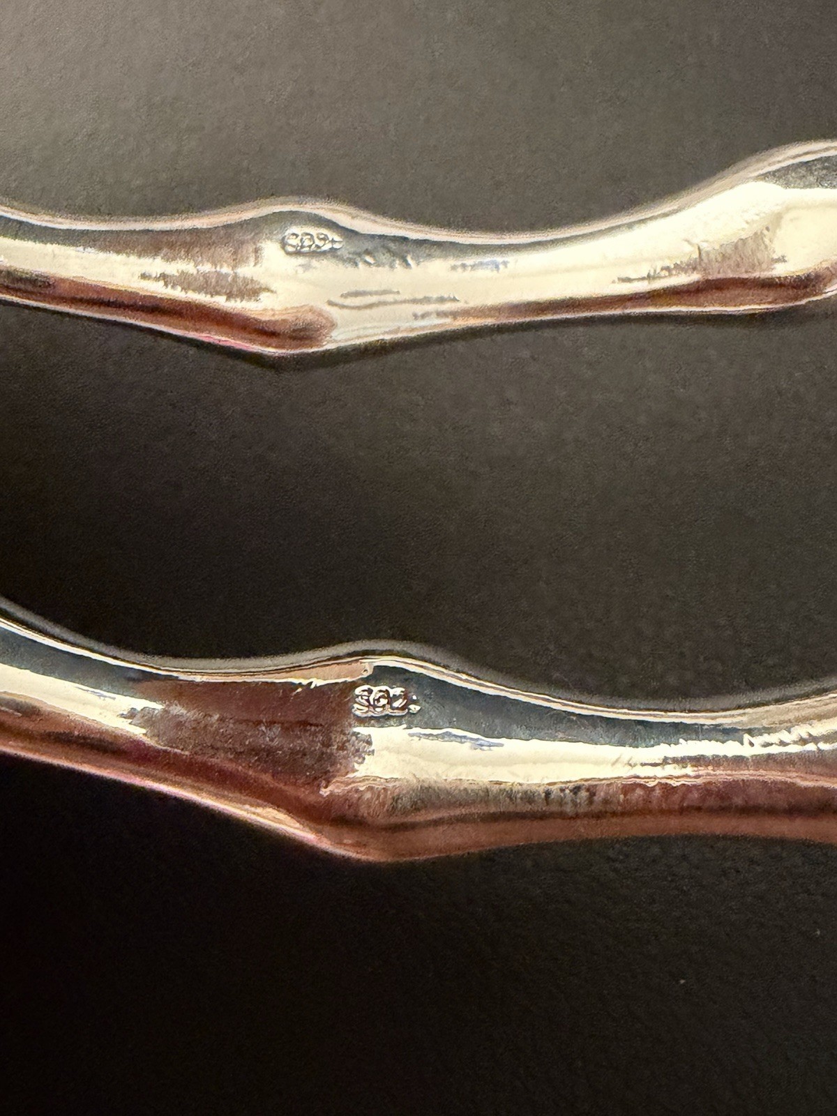 2.8” Size Bamboo Cuff Bangle Bracelet 925 Silver Tone Bracelet 2 Piece Set