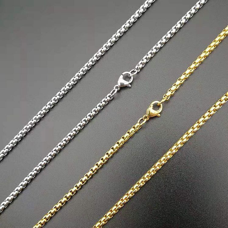 Pure Titanium 3mm Width Square Box Chain Anti-allergy Ultralight Necklace Unisex