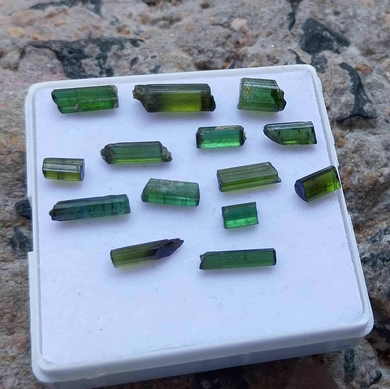 15 Carat 5 to 12 MM Natural Green Color Tourmaline Raw Rough Pencil 14 Piece Lot