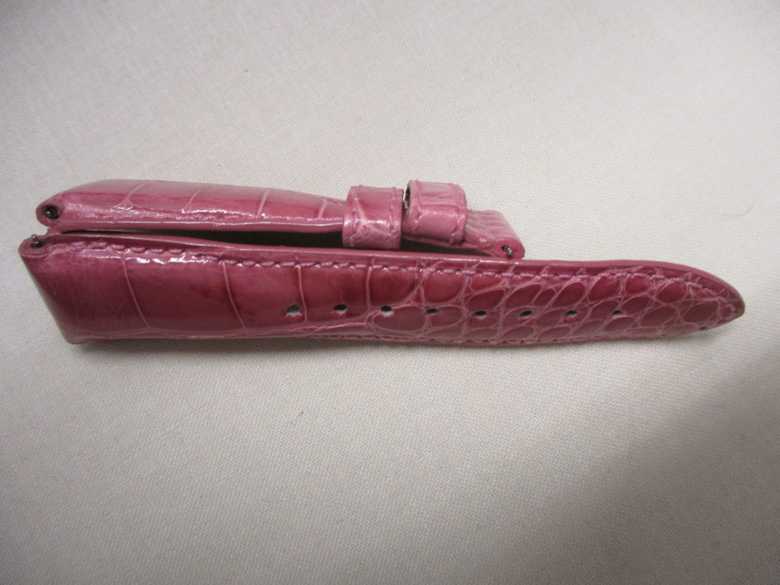 KRIEGER 1020S 20mm Lug-Ends Pink Alligator Leather Watch Straps 110+70mm & Pins