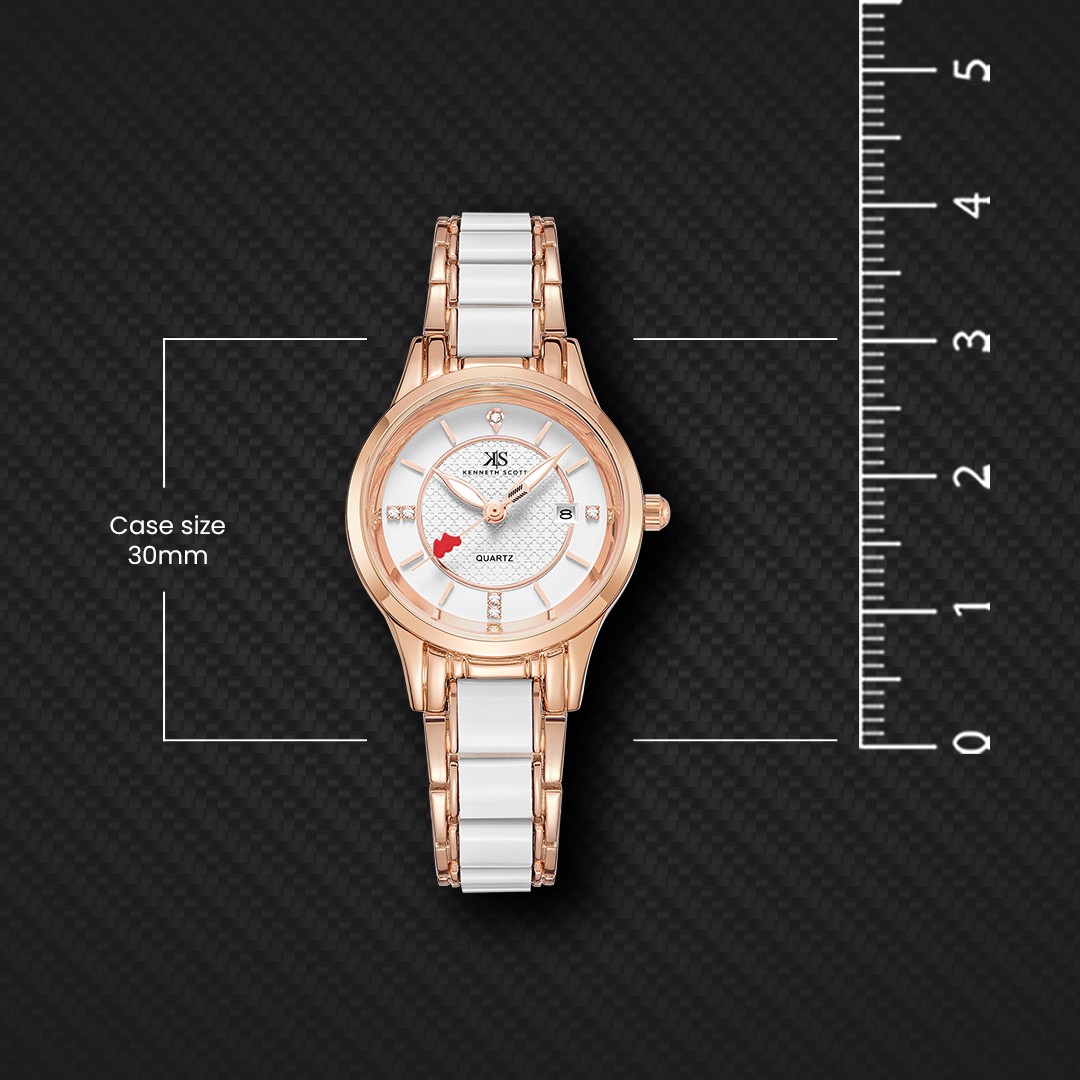 Kenneth Scott Women’s Analog Watch | White Dial, 30mm, 30 m (3 ATM)