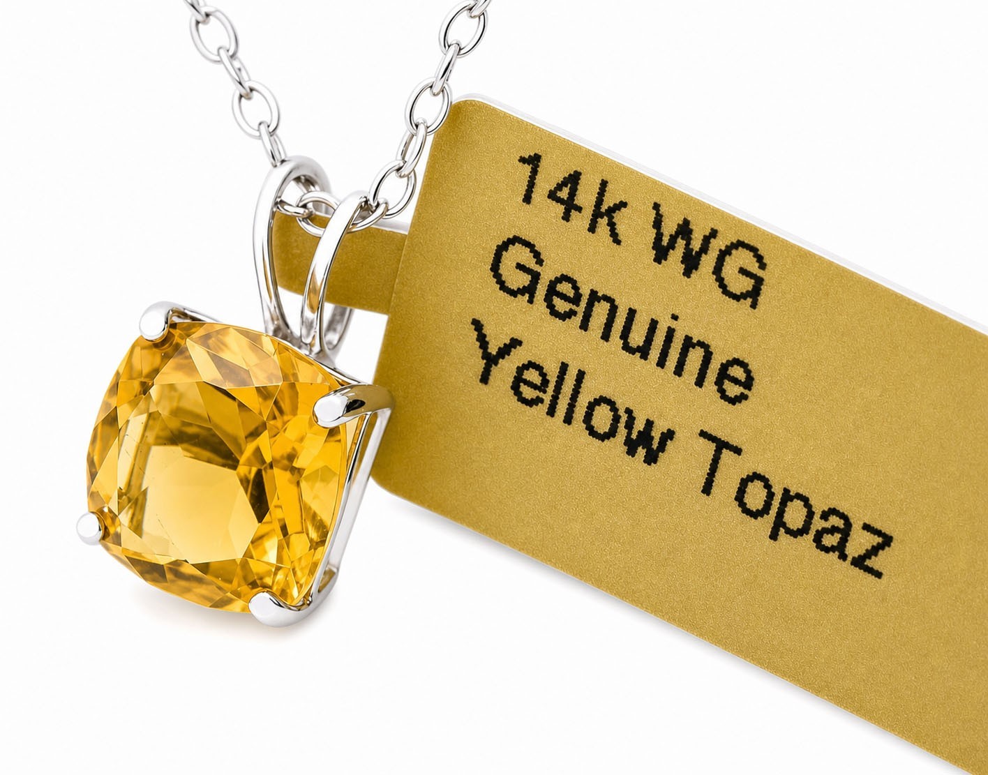 GENUINE 1.88 Cts YELLOW TOPAZ PENDANT SOLID 14k YELLOW GOLD -Free Certificate
