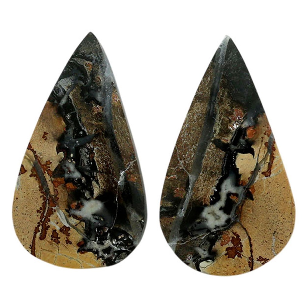 Natural Maligano Jasper Pair 14×24.7×4.5 mm Pear Shape Gemstone LS53-07082