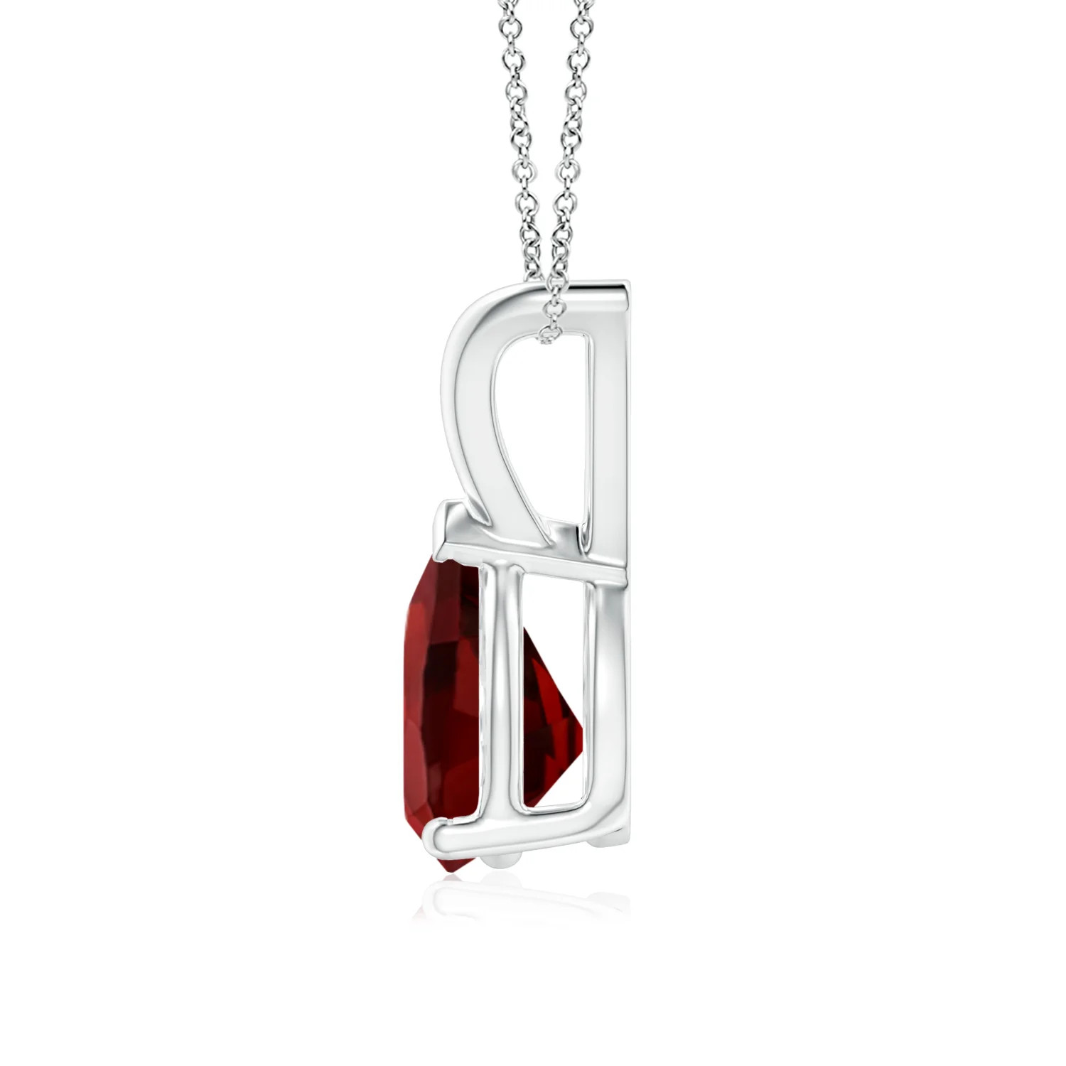 Angara Natural V-Bale Pear-Shaped 1.3 ct Garnet Solitaire Pendant in Silver