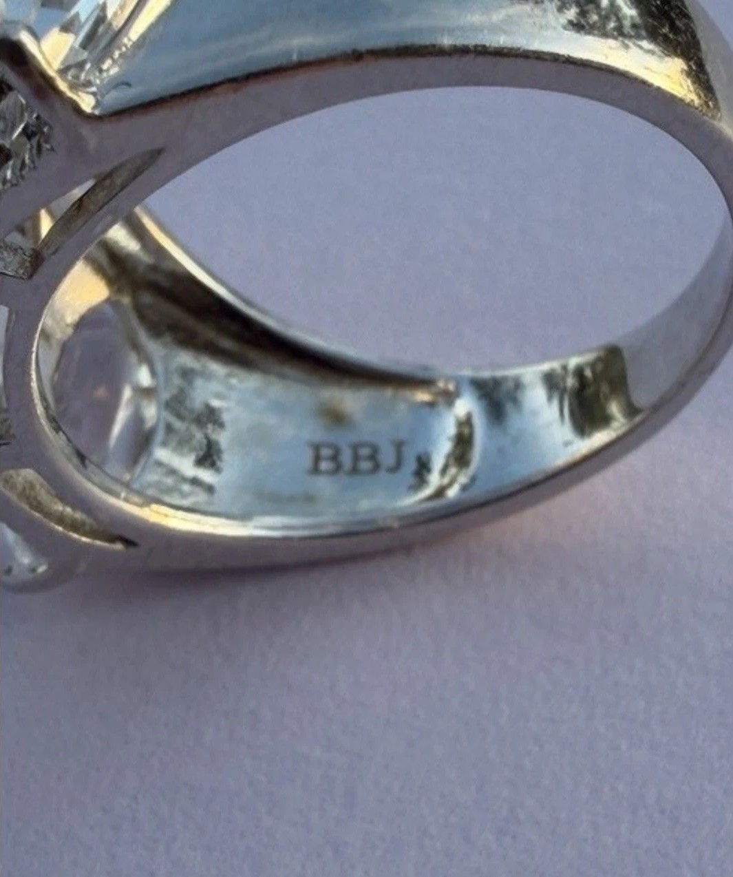 Sterling Silver 925 Wide Band Marquise CZ Eternity Ring Size 6.5 BBJ Statement