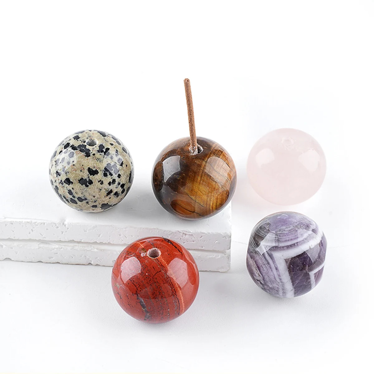 6PCS 25MM Stone Sphere Incense Holder Meditation Yoga Office Home Decor In Bag