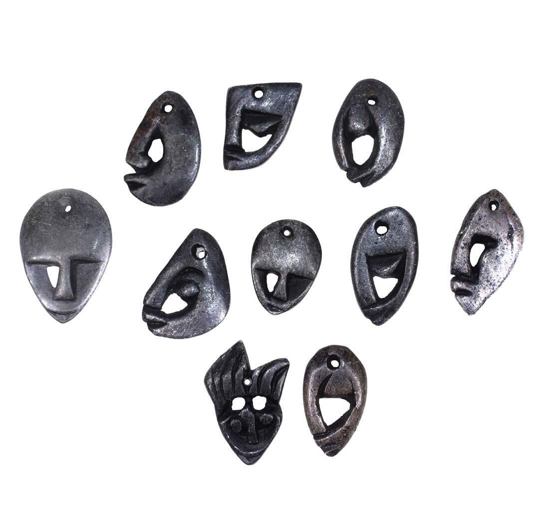 10 Shona Pendants Carved Abstract Faces Zimbabwe Africa