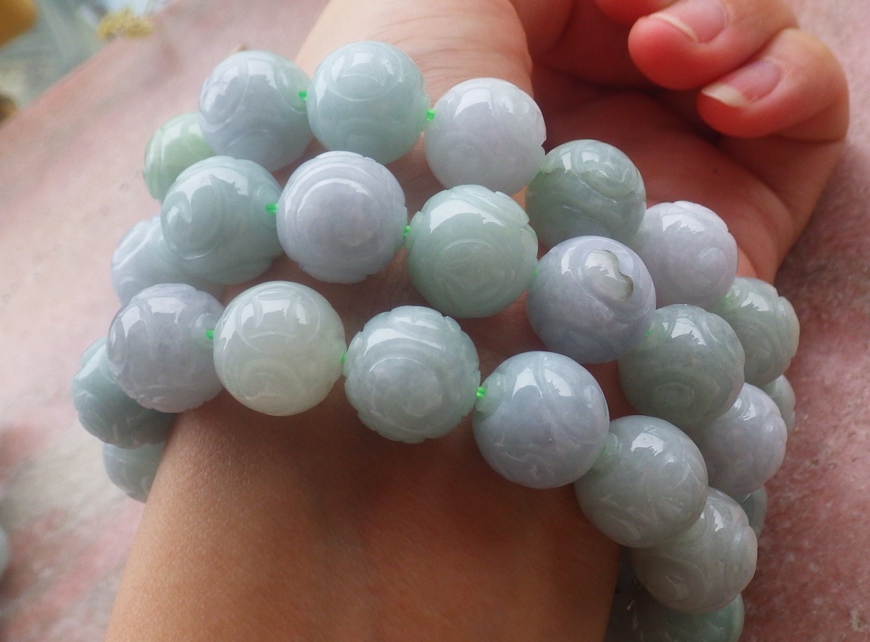 1 piece Green A JADE Jadeite Beads Bangle Coin Bracelet 7.5 inches 14 mm 734414