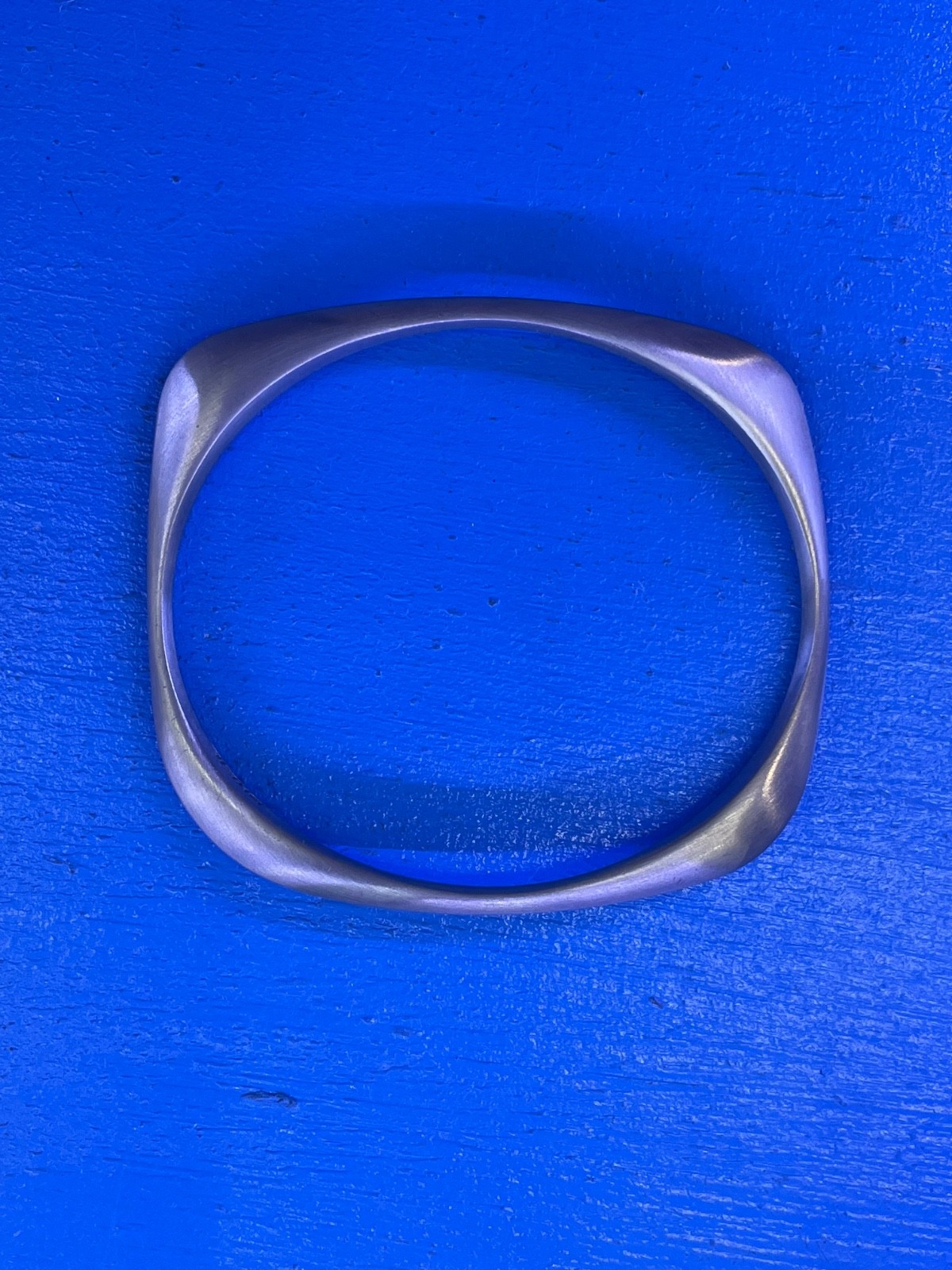 18k White Gold SQUARE BANGLE BRACELET Brushed Rhodium STAINLESS STEEL NEW SOLID
