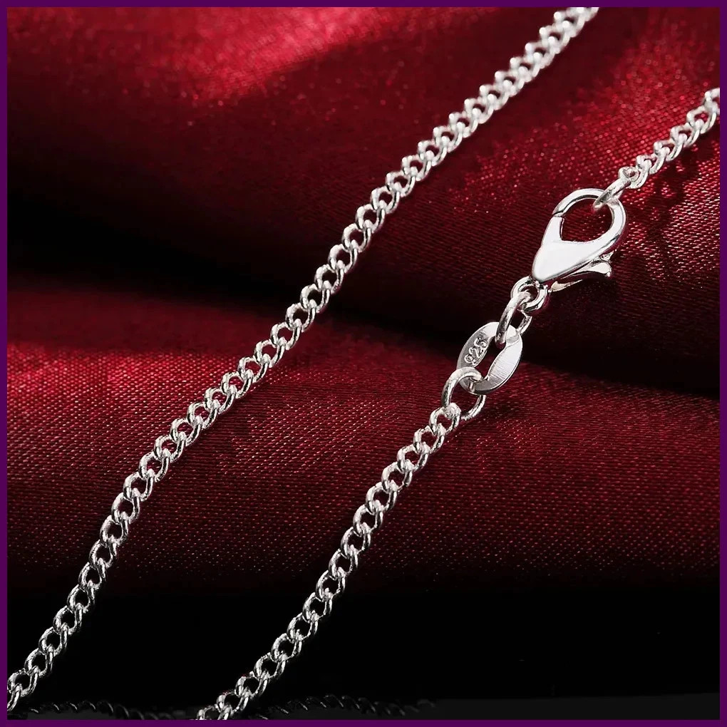 New 925 Sterling Silver Necklace 16/18/20/22/24/26/28/30 Inches 2MM String Chain