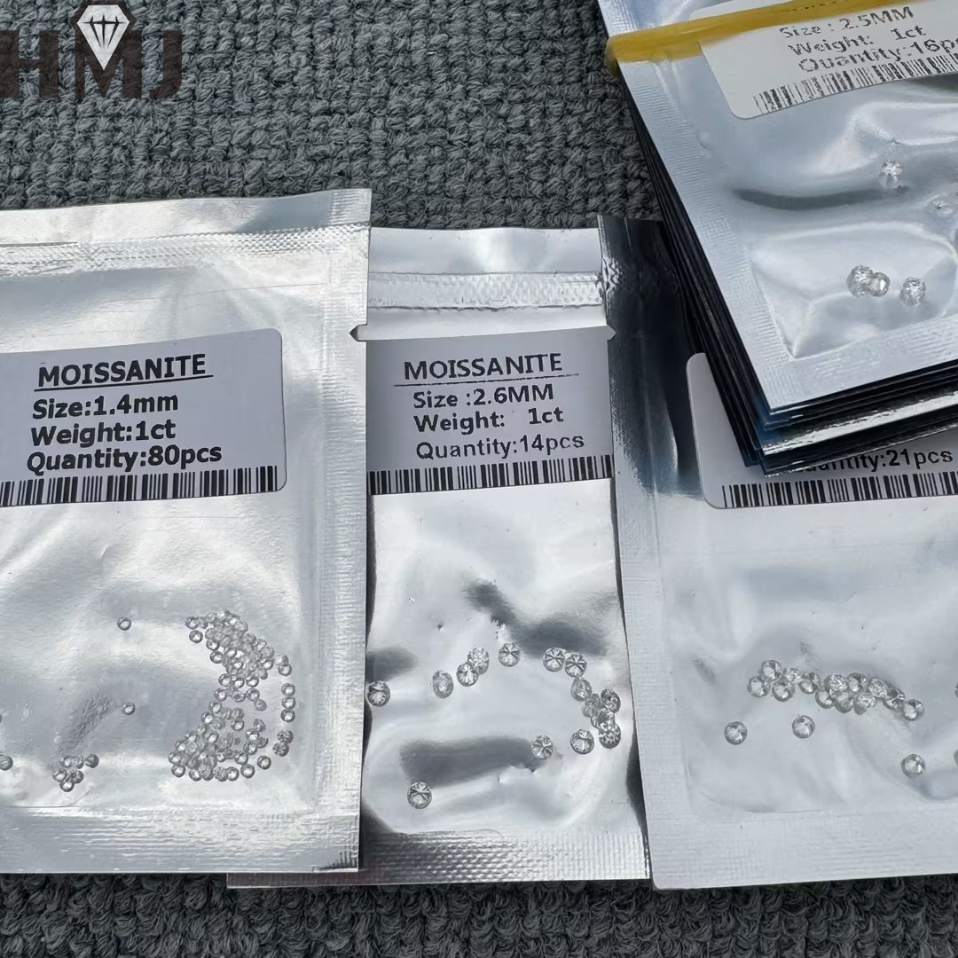 0.8~5.0mm 1ct Loose D White Color Moissanite VVS1 Round Gemstone Jewelry Stone