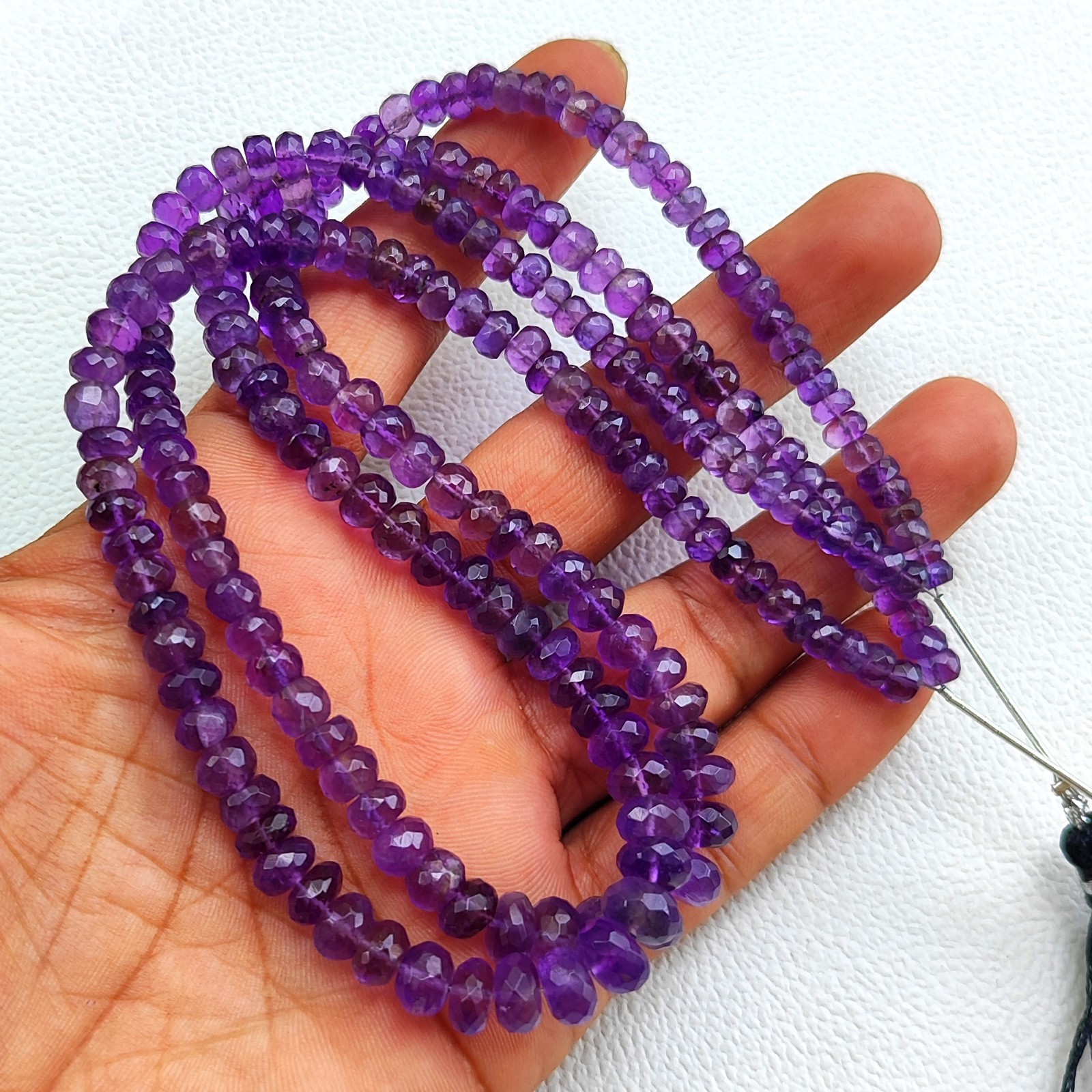 5-8mm Brazil Amethyst Faceted Rondelle Beads 16″ Strand Natural Purple Gemstone
