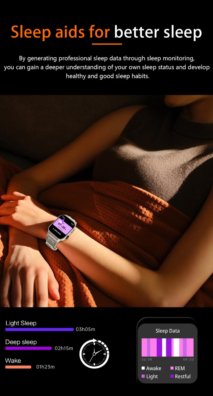 Men Smart Watch 2.01” Rectangle Sport Watch Health Monitor Call Reminder Watch