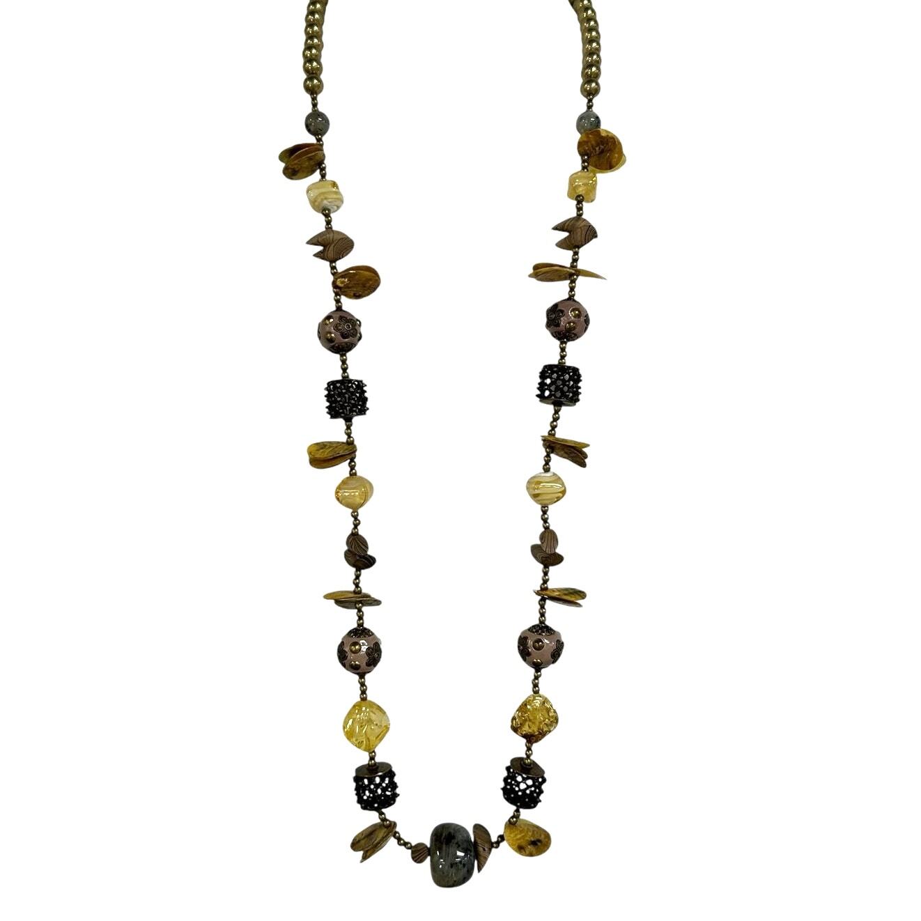 NWT Chico’s Multicolor Mixed Media Beads & Shells Elo Long Statement Necklace