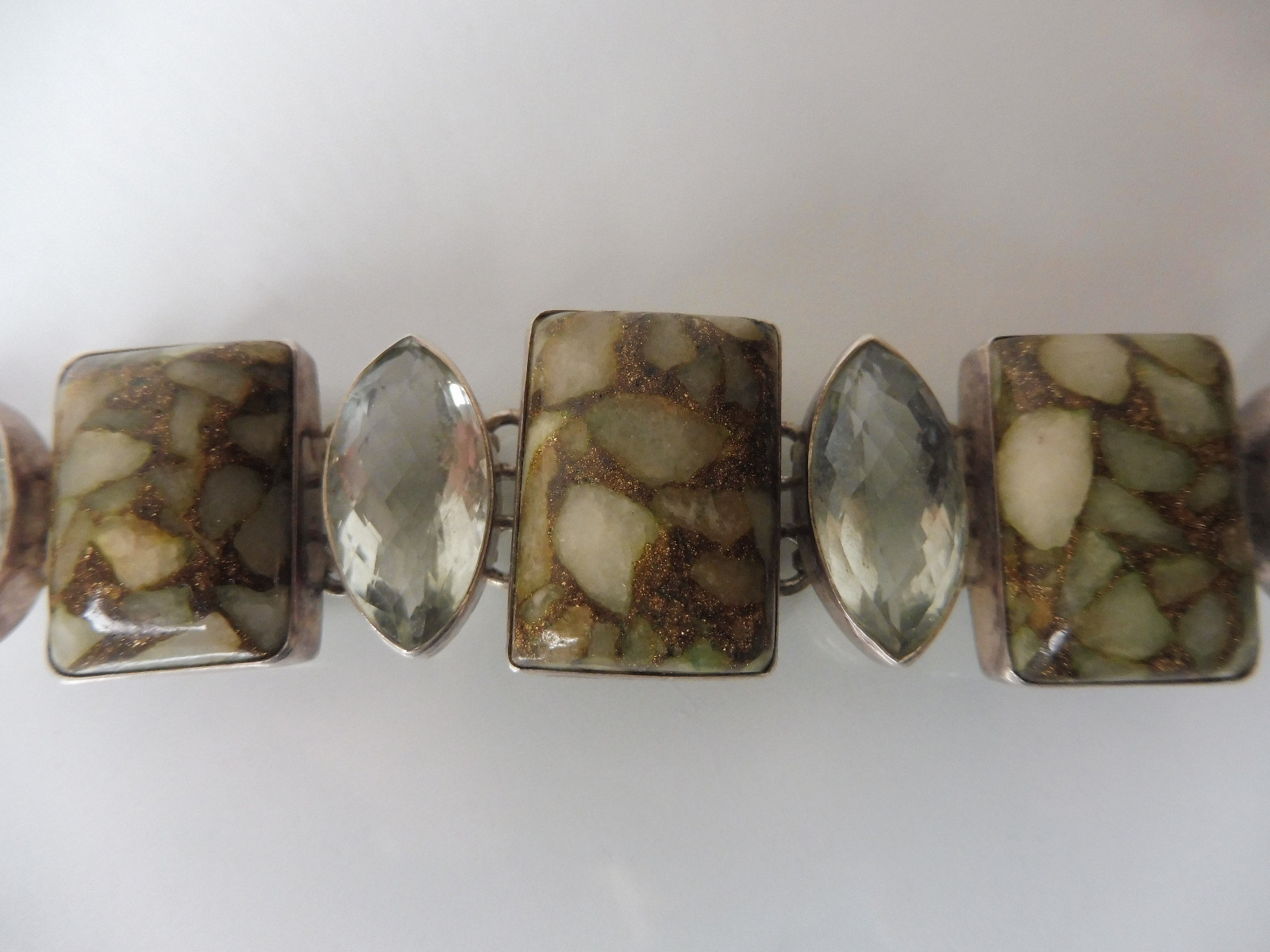Vintage Sterling Silver 925 Bracelet with Multicolor Stone Set 60,2Gram 21 cm