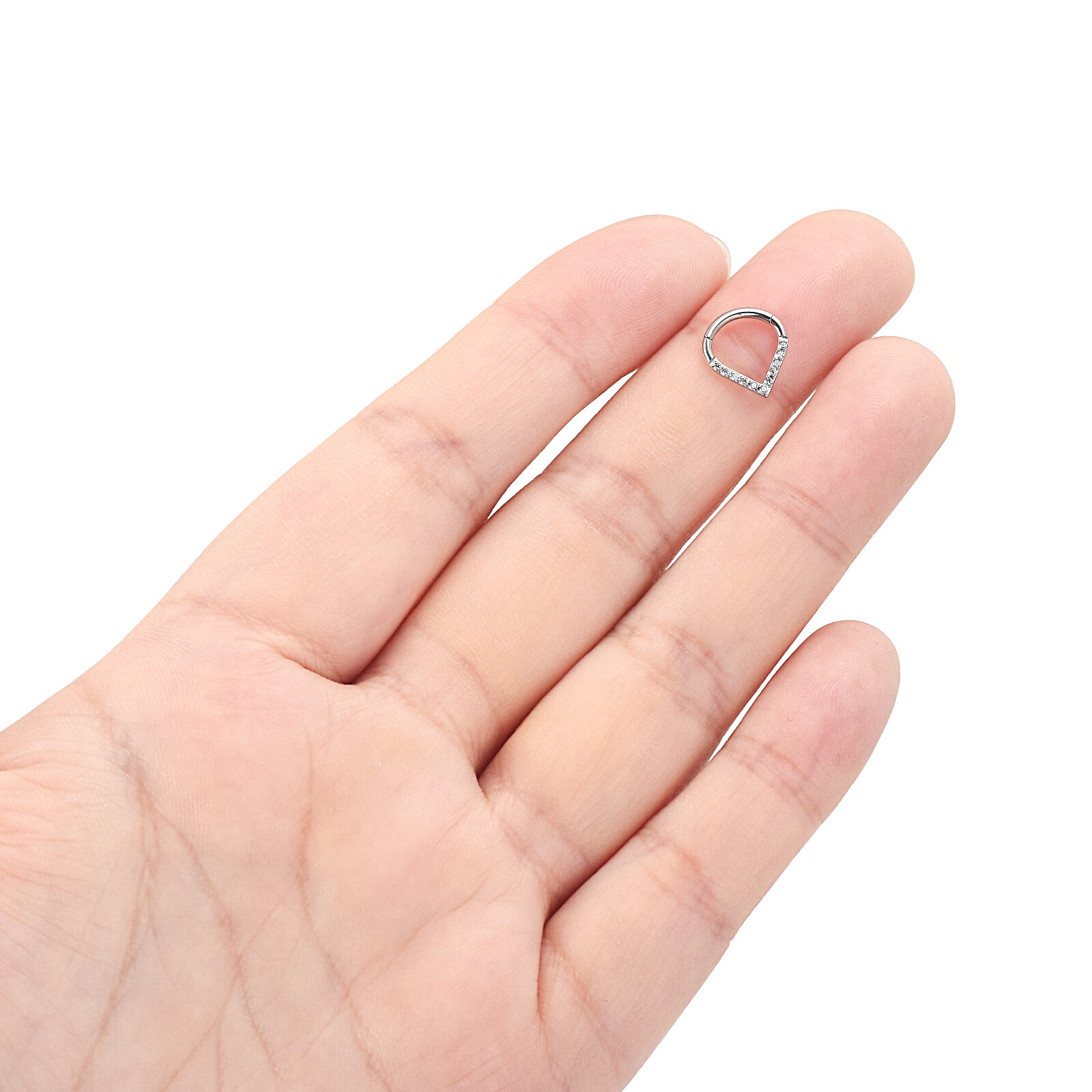 16G Teardrop Shape Septum Clicker Surgical Steel CZ Daith Tragus Nose Hoop Ring