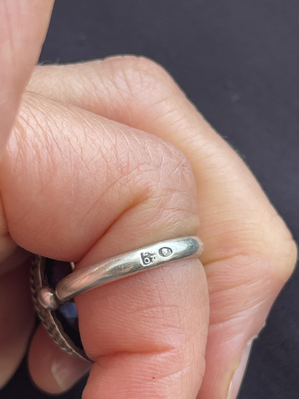 ORNO 12g Large Polish 800 Silver & Blue Stone Ring UK P1/2 Q Euro 57