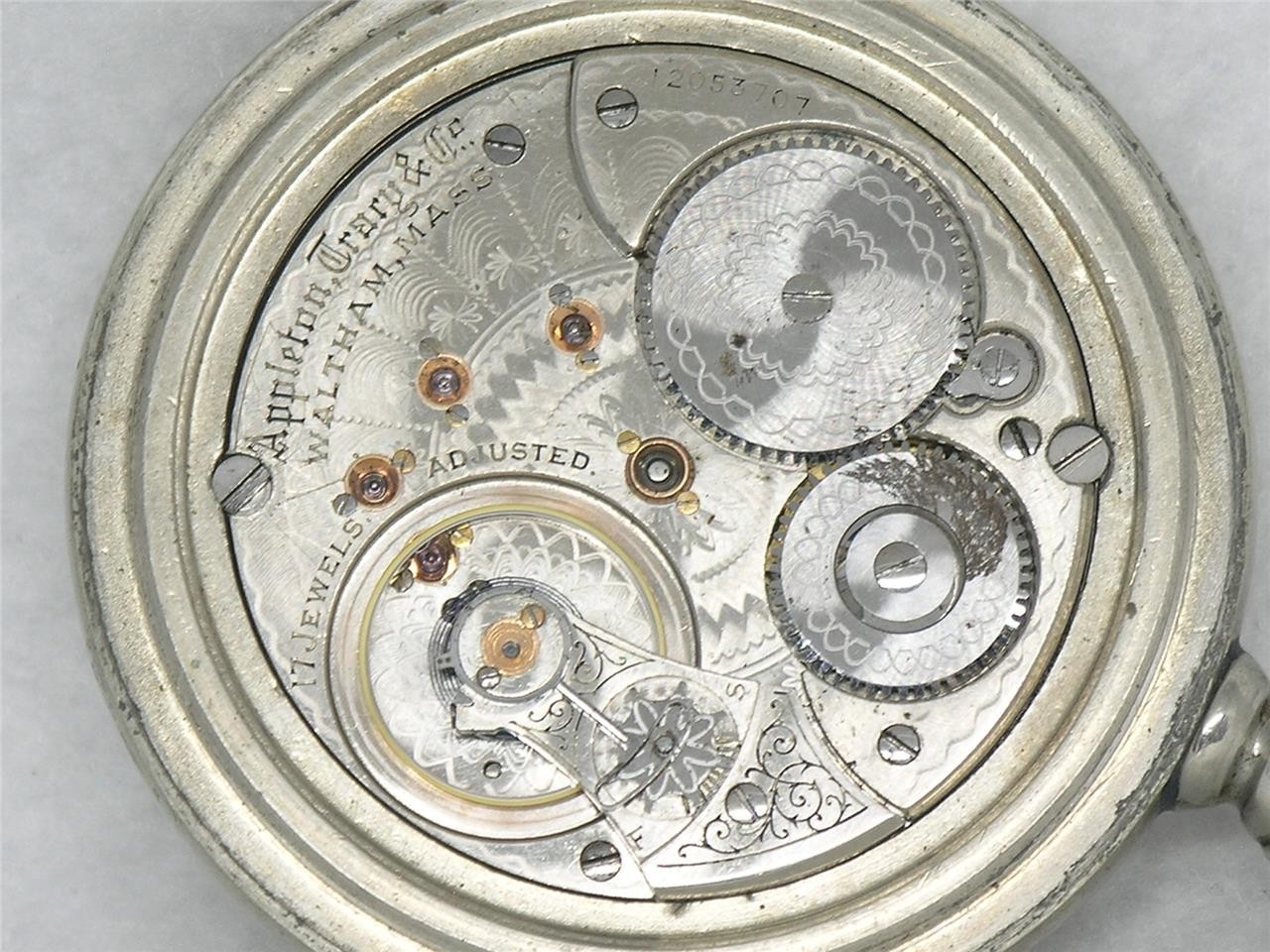 ANTIQUE 17 JEWEL APPLETON TRACY 1892 MODEL RAILROAD GRADE POCKET WATCH, RUNNING!