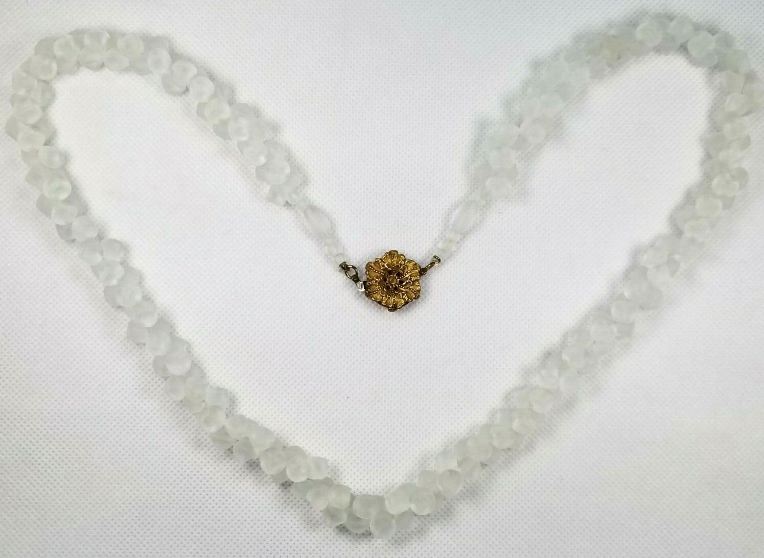 Very Fine Cold stone or Frosted Glass Bead necklace 26 in long stone size 3/8 in