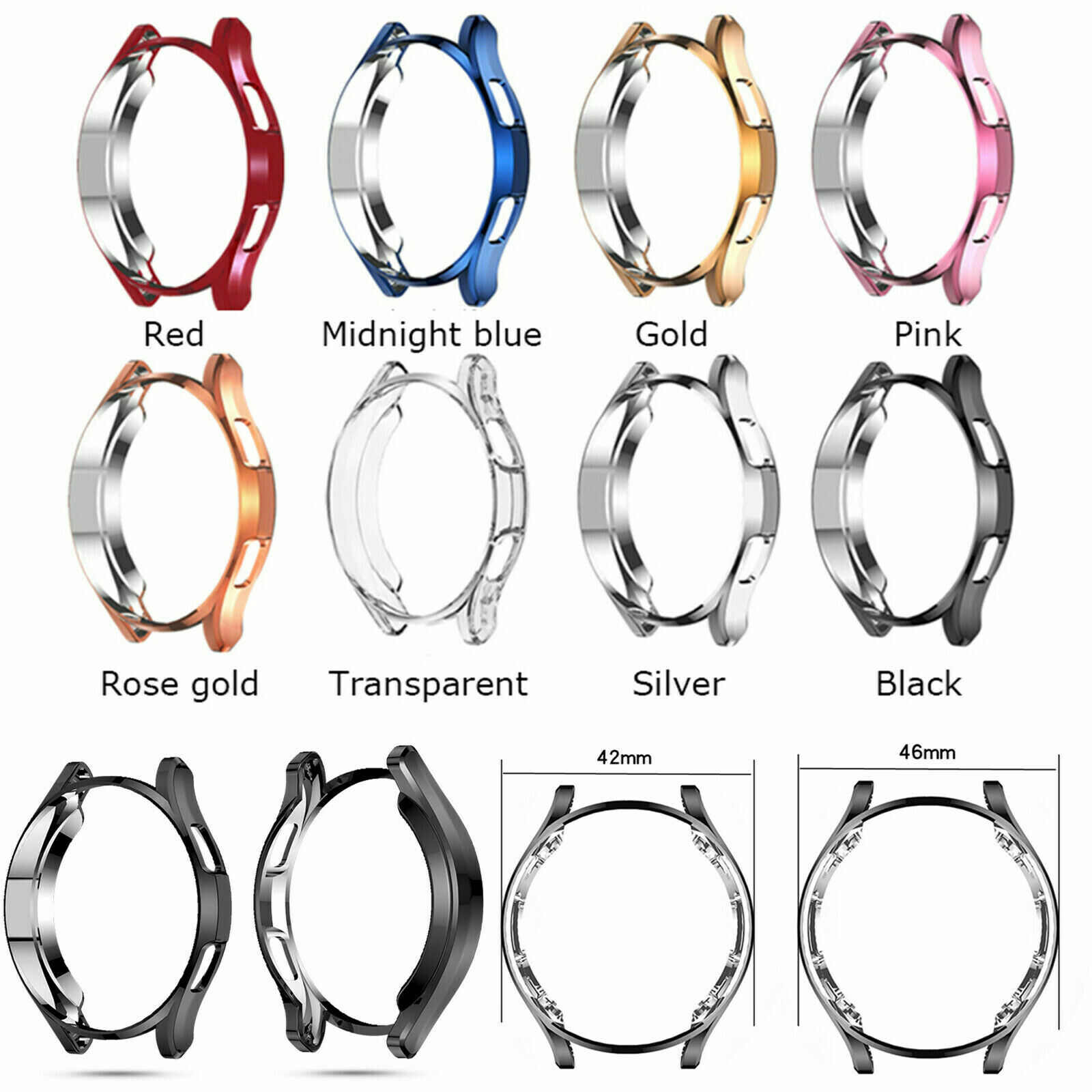 For Samsung Galaxy Watch 6 4 Classic 42/46/43/47mm Case Plating TPU Frame Bumper