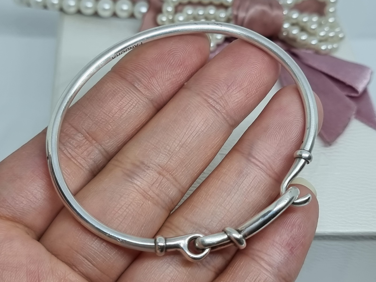 Genuine Pandora Silver Infinity Knot Bangle Size 2 💕 17.5cm