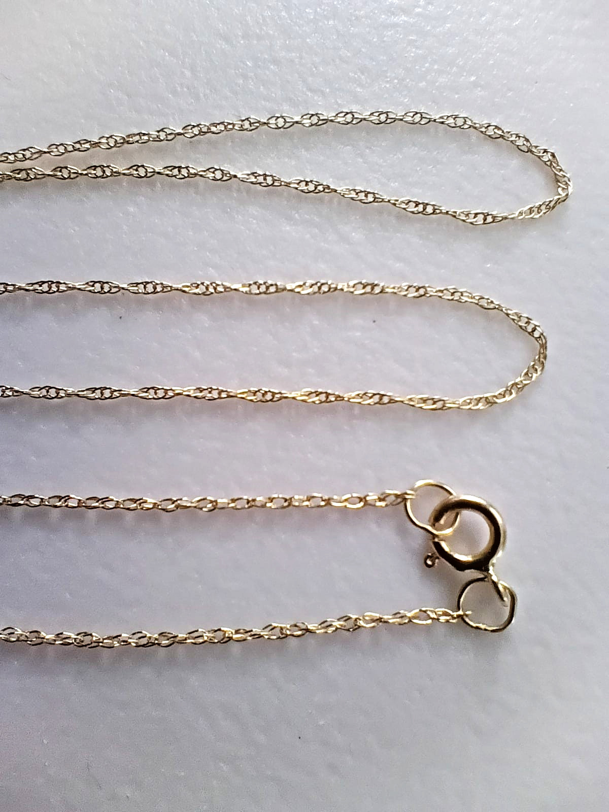 10K Solid Yellow Gold Rope Necklace 18″ 0.6mm Italian Made NEW