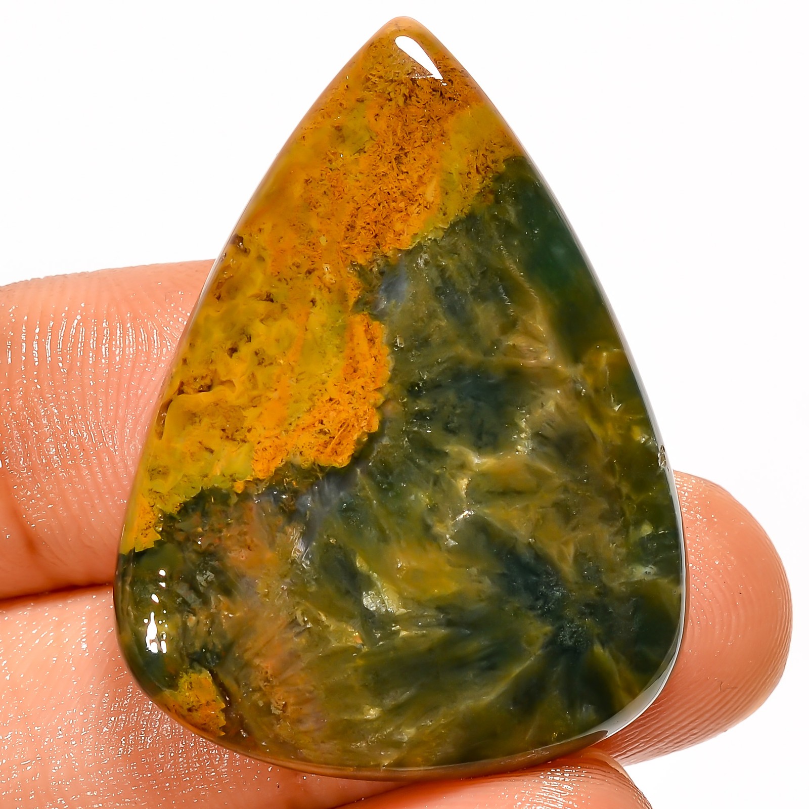 100% Natural Seam Agate Pear Shape Cabochon Gemstone 38 Ct. 35X26X5 mm A-37168