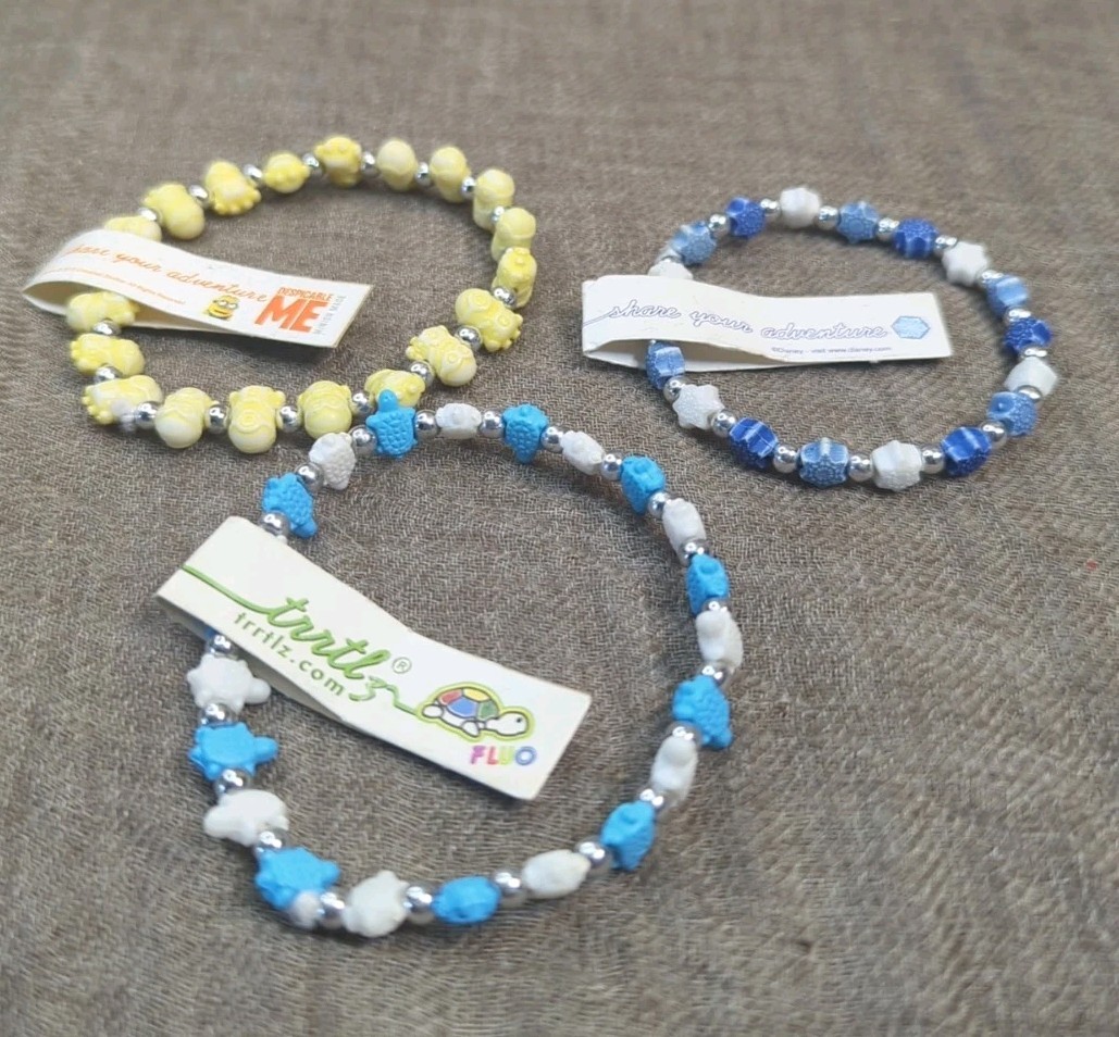 NWT Lot of 3 TRRTLZ Friendship Bracelets Minions Turtles Frozen Snowflakes
