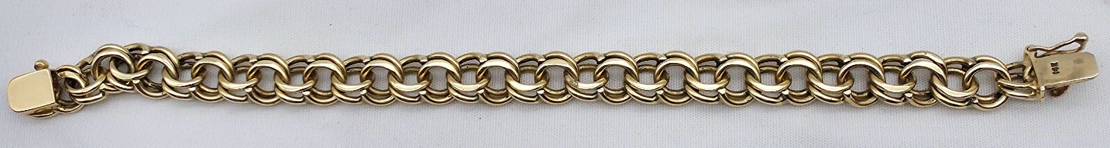 14k Double Cable Link Bracelet 7.5” 31.7 grams Push Lock with Safety Catch
