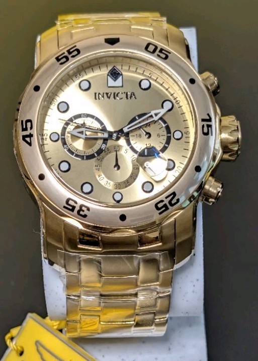 Invicta Pro Diver Scuba Men’s Watch Model 0074 Gold Tone & Champagne Dial 48mm