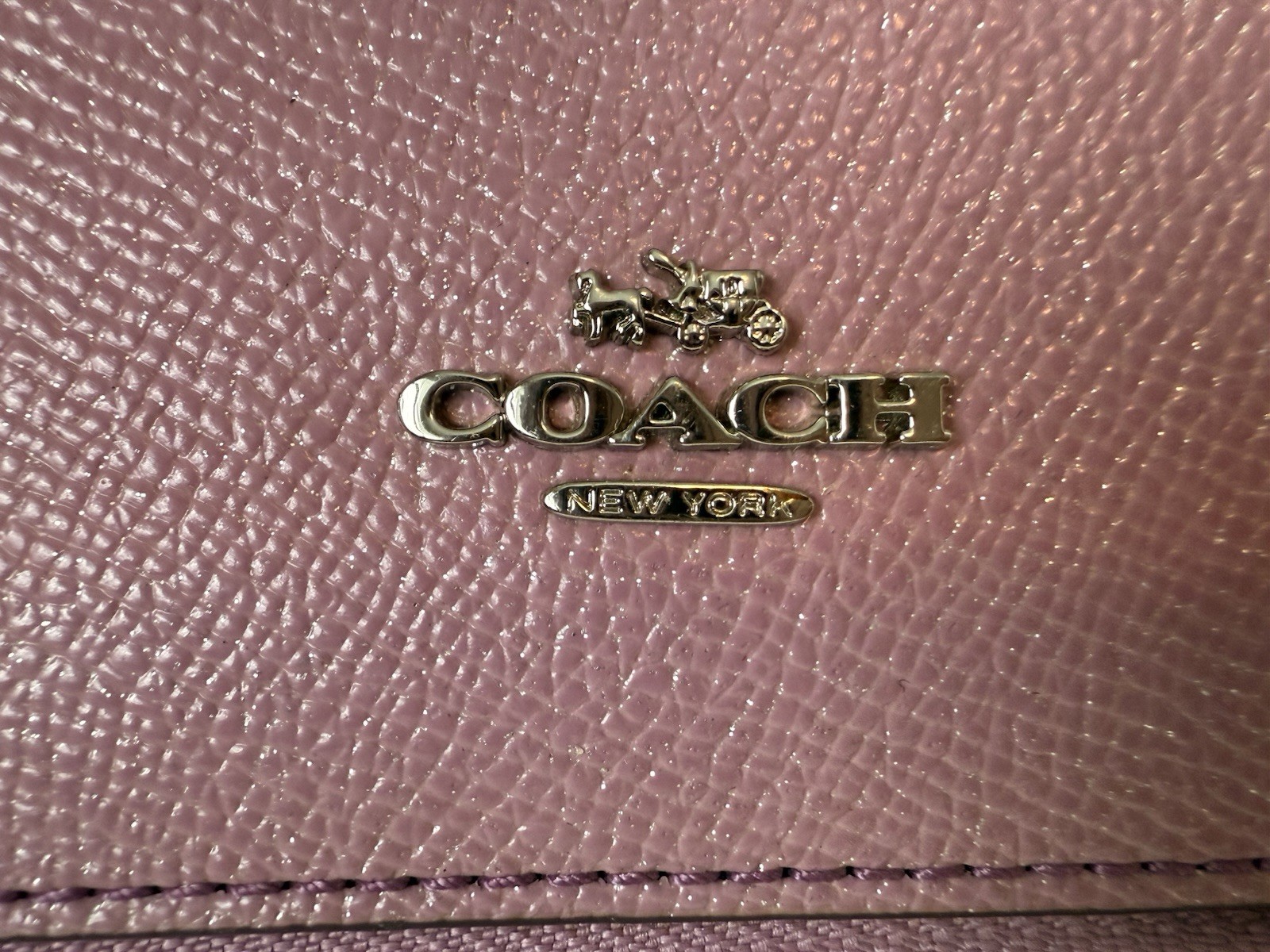 Coach Travel Jewelry Case Purple Pink Metallic Glitter Zip Up