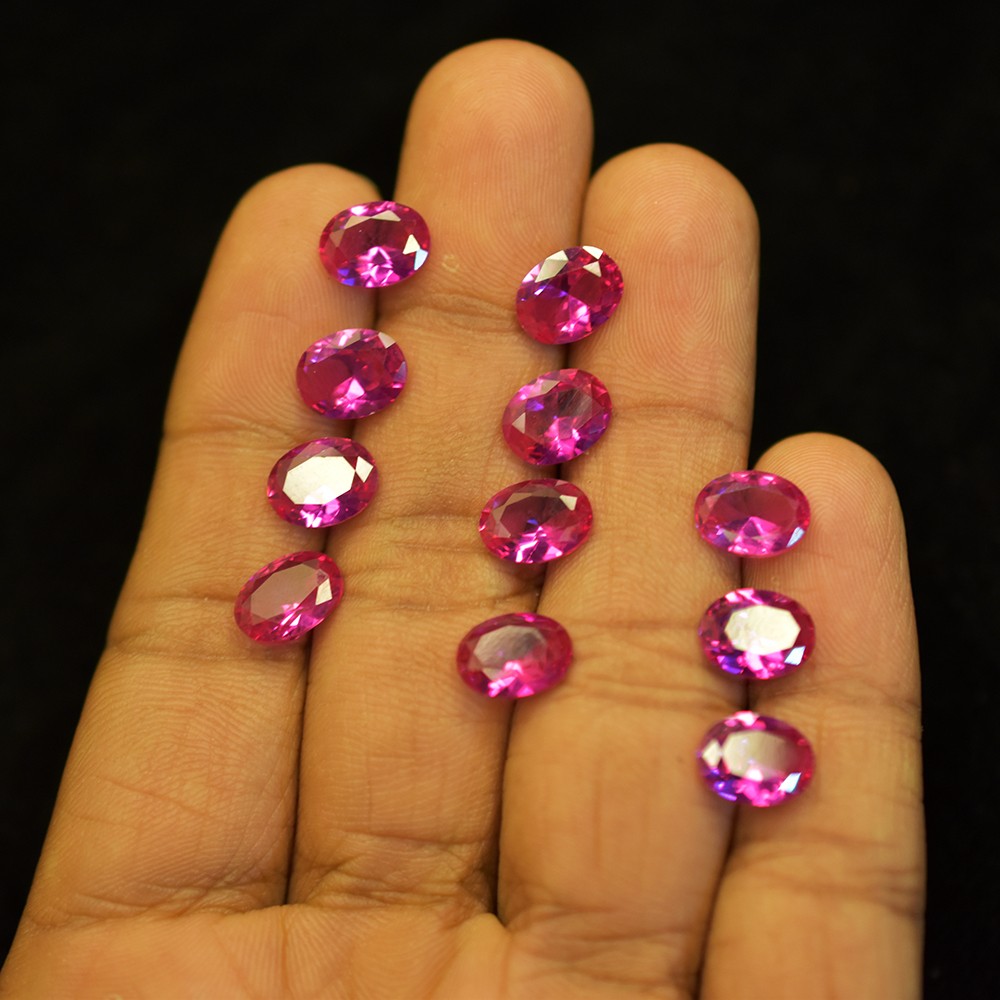 Certified 12.00 Ct 7×5 mm Natural Pink Sapphire Perfect Oval Cut Lot Loose Gems