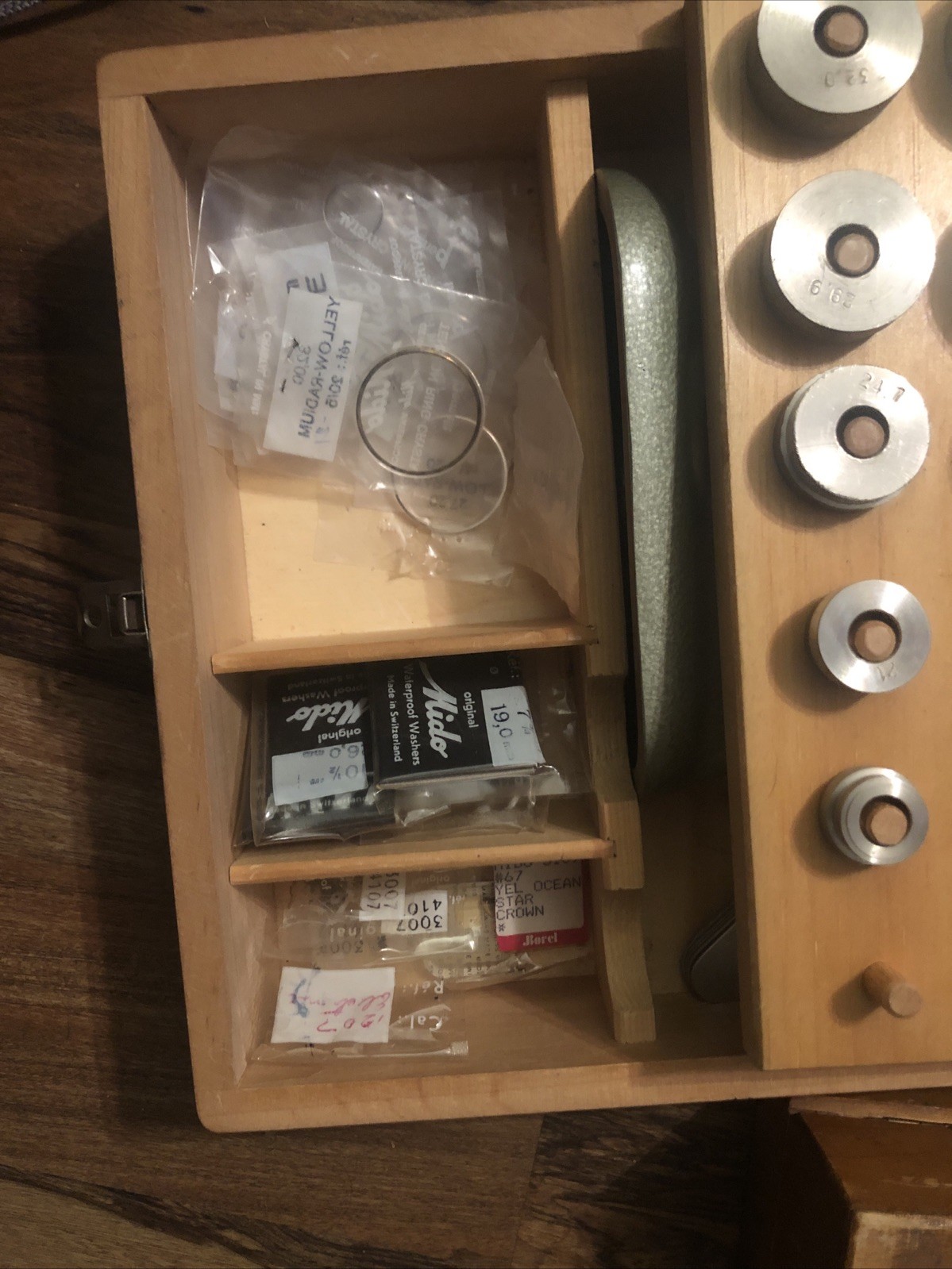 Mido Watchmaker Crystal & Back Press Tool Set w/ Dies, Movement Holders Etc
