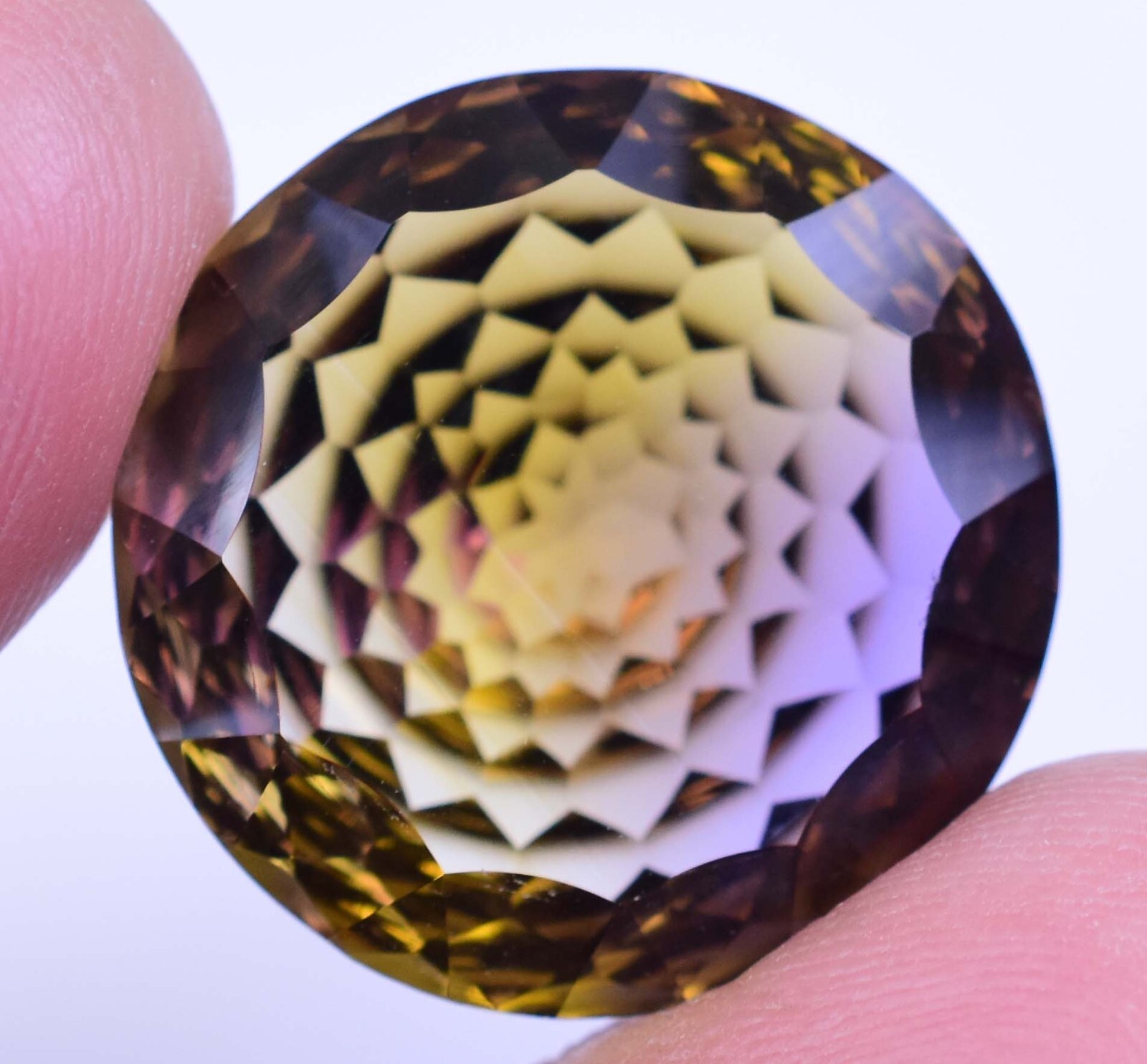 Flawless Natural Bi-Color Ametrine 24.75 Ct Round Certified Untreated Gemstone