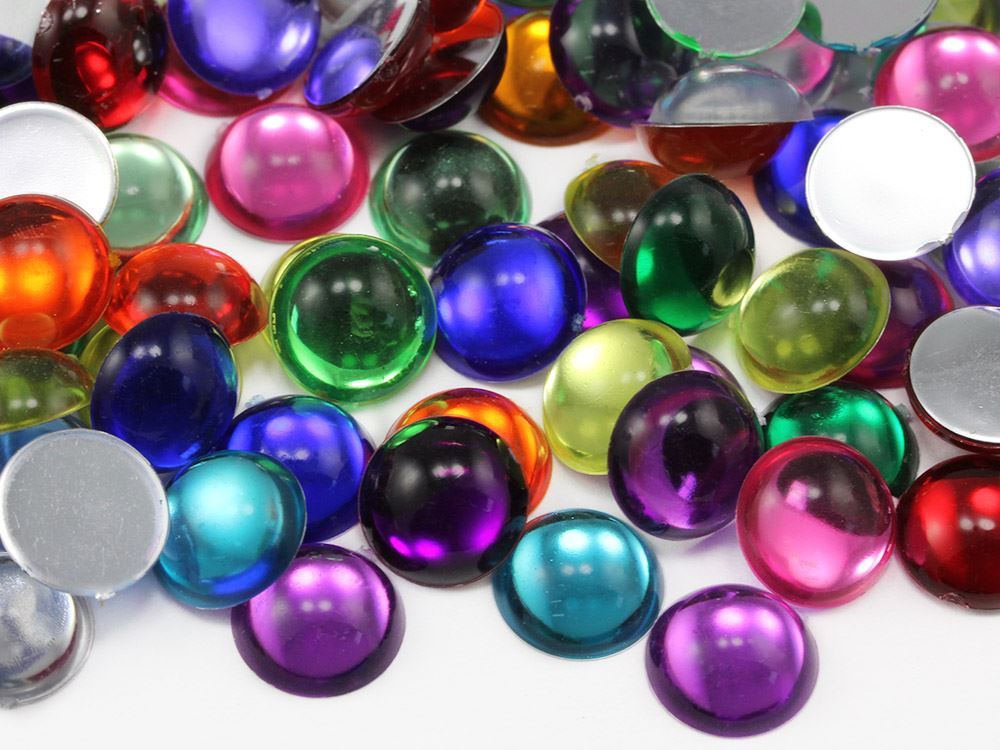 18mm Assorted Colors Flat Back Acrylic Round Cabochons – 120 Pieces