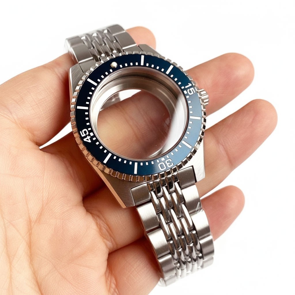 20ATM Steel 40mm Sapphire Watch Case Aluminium Bezel Fit NH35 ETA2824 Movement