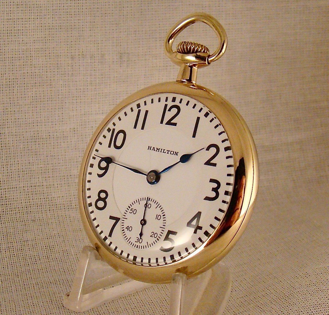 105 YEARS OLD HAMILTON “992” 21j 10k GOLD FILLED OPEN FACE 16s RR OCKET WATCH