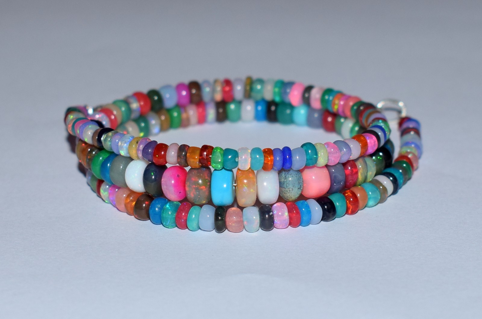 16”Natural Ethiopian Opal Wello Fire Opal Gemstone Bead Necklace AF564