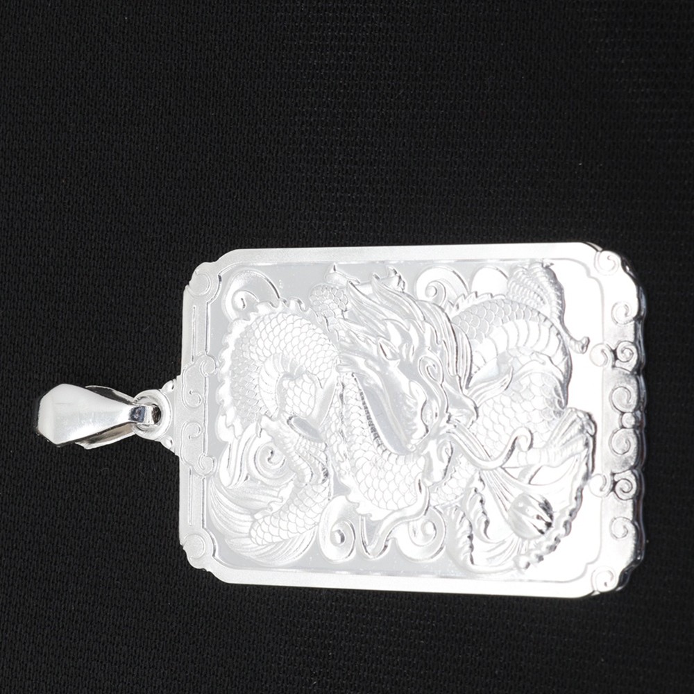 NEW Pure 999 Fine Silver Pendant Dragon-Pattern Amulet Pendant 57mm H