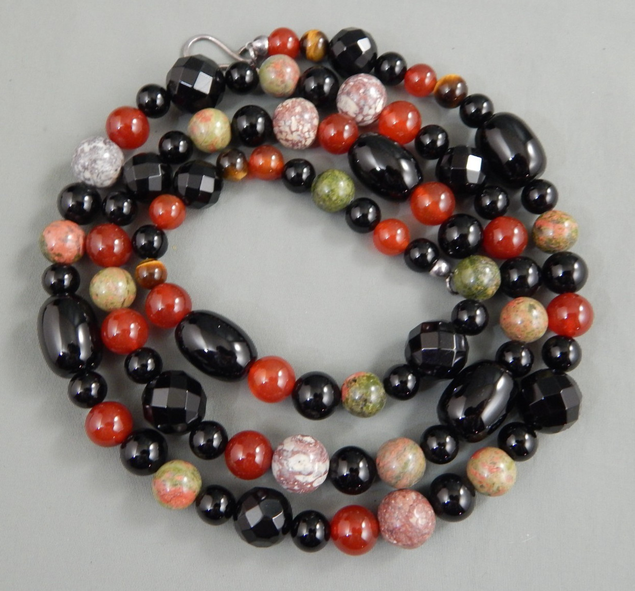 DTR 925 Mine Finds by Jay King Multi Gemstone Onyx Carnelian Bead Necklace 36″