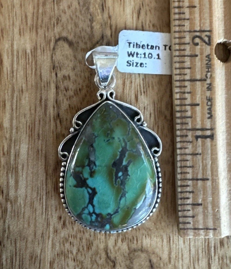 Beautiful Tibetan Turquoise Pendant, Sterling