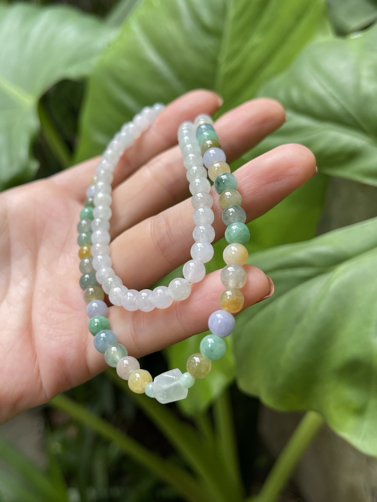 Natural Type A Burmese Myanmar Jadeite 5.7-6mm 50cm icy Necklace
