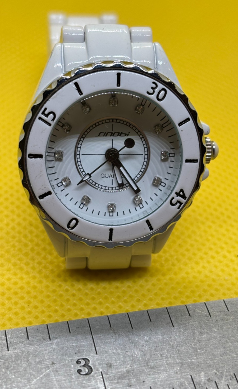 Cool & Icy Sinobi Ladies Silver Working Diver Style Watch WHITE Dial/ Band